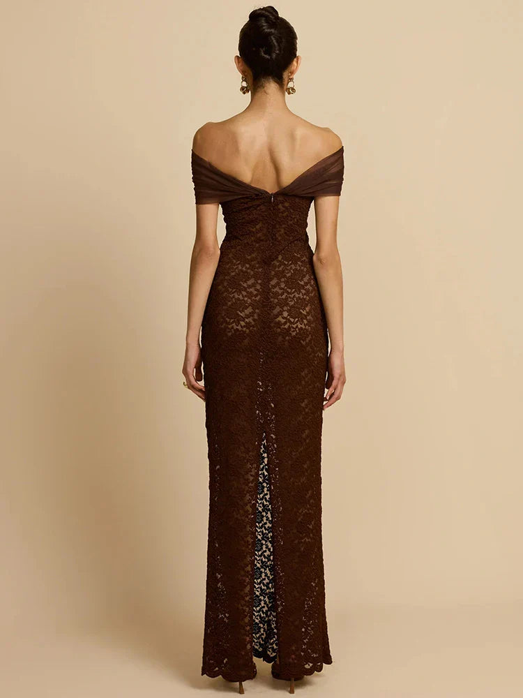 שמלת ערב מקסי עם תחרה