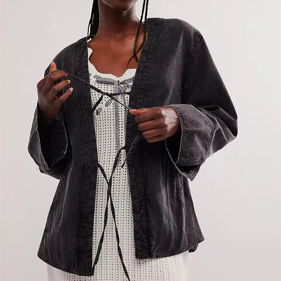 Melvin חולצת ג'ינס קשירה בסגנון וינטג'