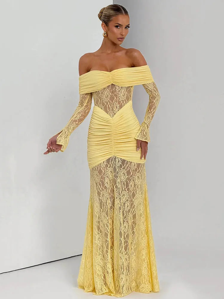 שמלת מקסי שרוולים ארוכים