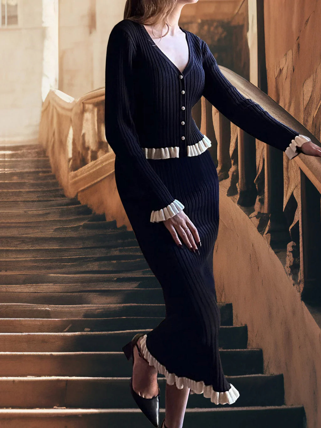 סט חצאית וחולצה סטייל אלגנט