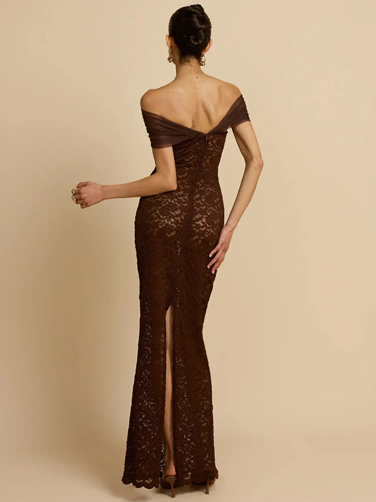 שמלת ערב מקסי עם תחרה