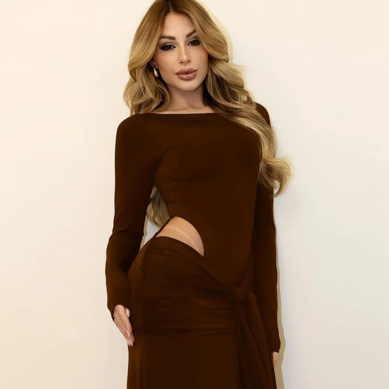 שמלת מקסי עם שרוולים ארוכים