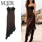 שמלת סאטן מידי אלכסונית