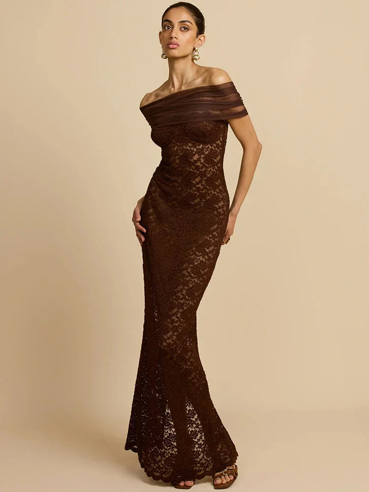 שמלת ערב מקסי עם תחרה