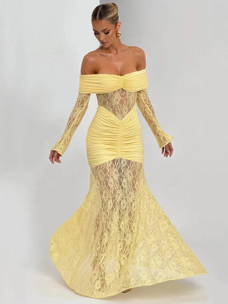 שמלת מקסי שרוולים ארוכים