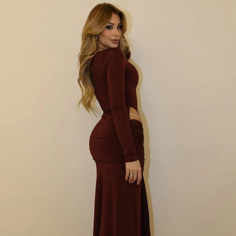 שמלת מקסי עם שרוולים ארוכים