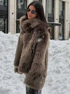 ג'קט פרווה חורפי אלגנט