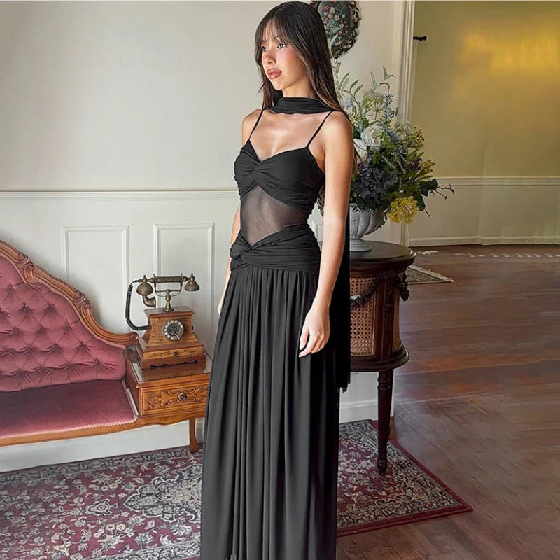 שמלת מקסי כתפיות צרות