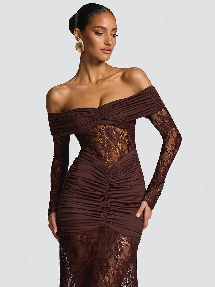 שמלת מקסי שרוולים ארוכים